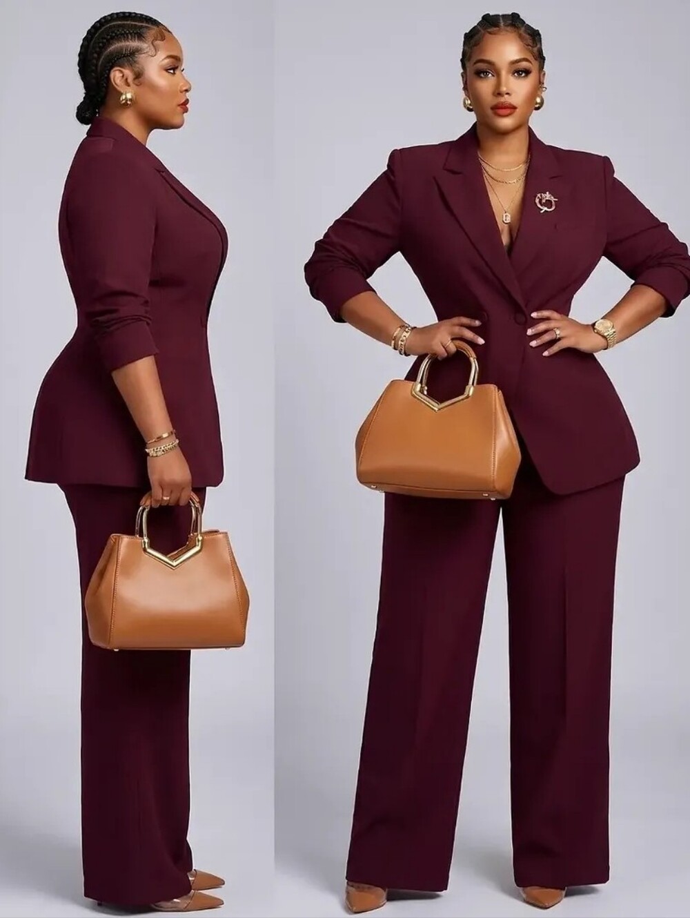 Burgundy Pants Suit